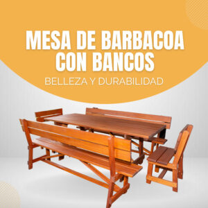 Mesa de barbacoa con bancos
